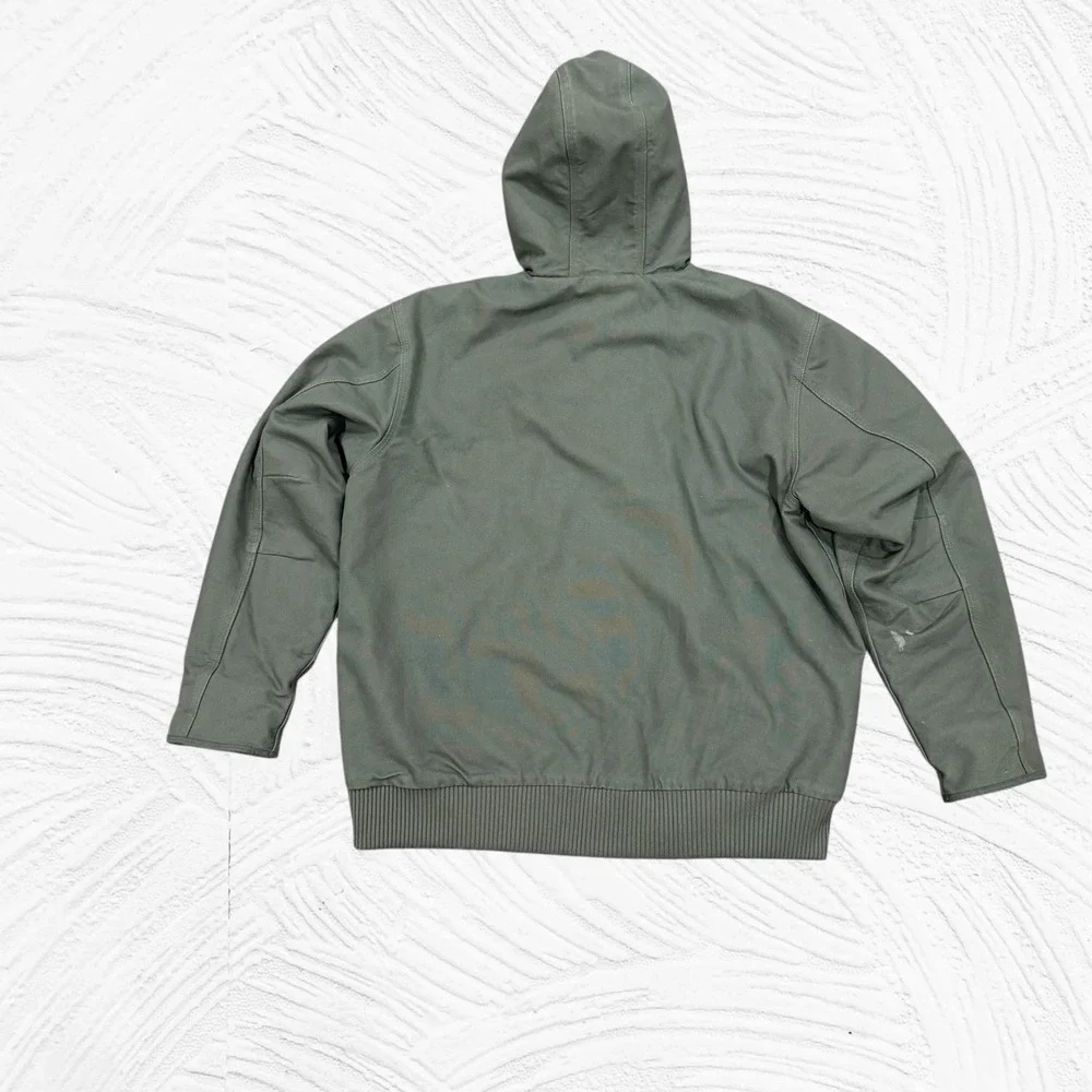 Carhartt Coat Jacket Green Duck Canvas Hooded Insulated Quilted 104050 MOS XL